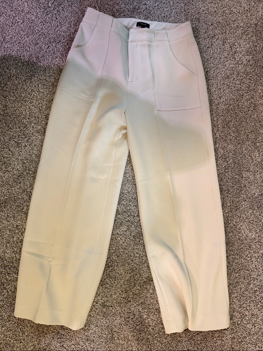 Aqua Cream Wide-Leg High-Rise Pants